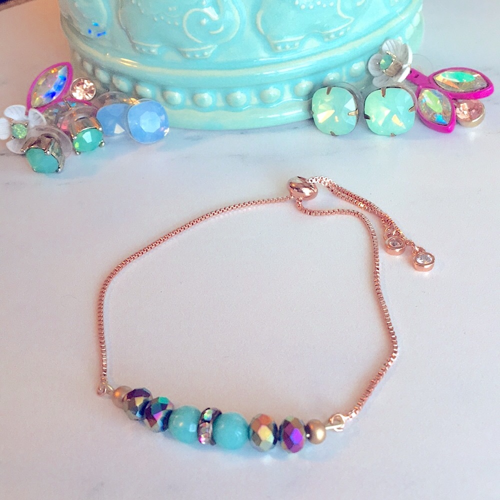 Aurora Borealis + rose gold adjustable bracelet✨